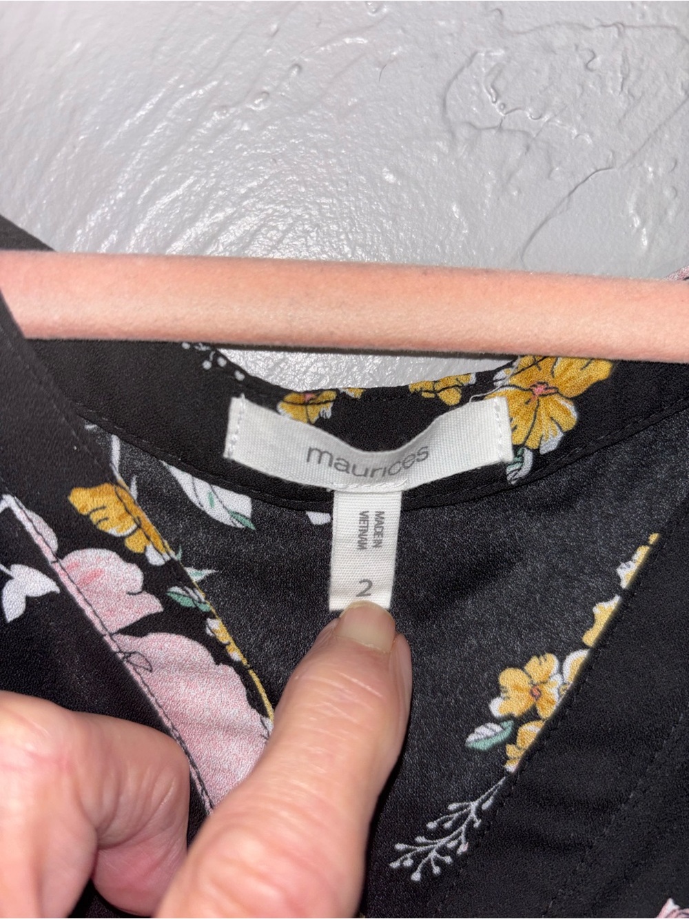 Maurices Black Floral V-Neck Sleeveless Blouse with Pink & Yellow Flowers - Picture 10 of 12